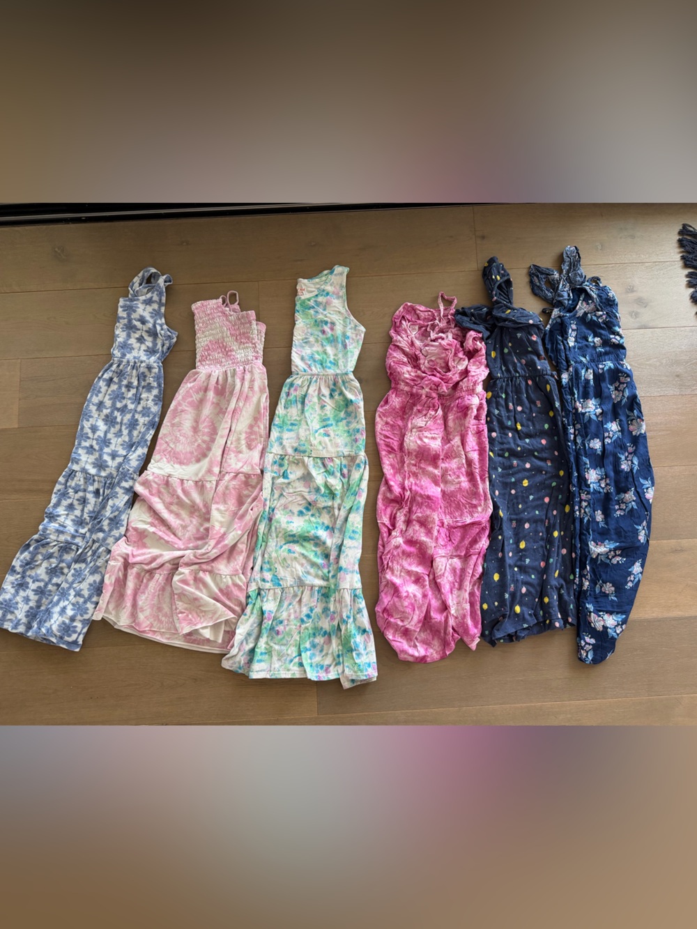 Justice cat & Jack Girls Mixed Tie-Dye & Floral Maxi Dress Bundle